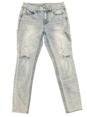 Seven7 Tummyless High Rise Skinny Jeans Light Wash Distressed Stretch Denim 10